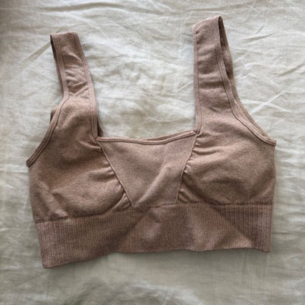 Free People Good Karma Square Neck Bra- M/L tan